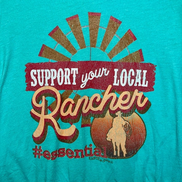 Ladies Soft Turquoise Stretch T-Shirt sz Small - Picture 2 of 3